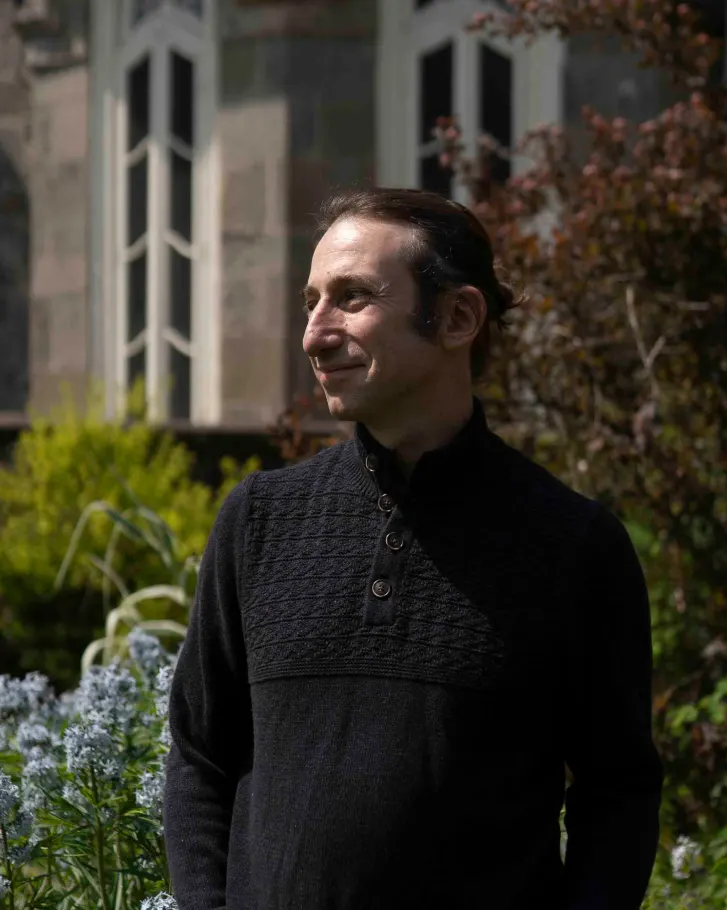 Abraham Burickson in a garden